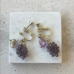 Anthropologie Gold and Purple Amethyst  and Resin Earrings